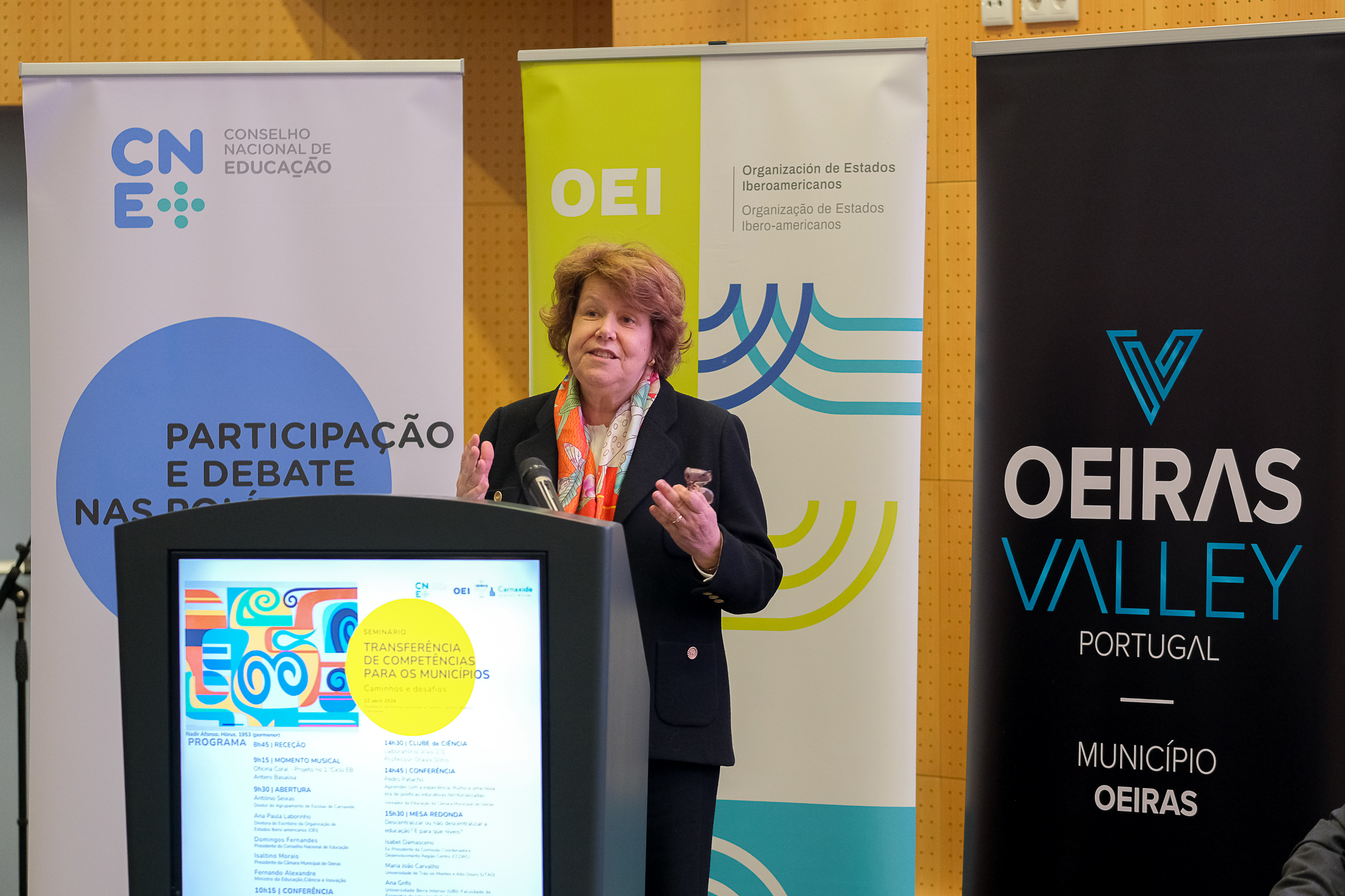 Conselho Nacional da Educação Seminário | Transferência de competências para os municípios: caminhos e desafios. Abertura com António Seixas (AEC), Ana Paula Laborinho (OEI), Domingos Fernandes (CNE), Pedro Patacho (CMO). Escola Secundária Camilo Castelo Branco.