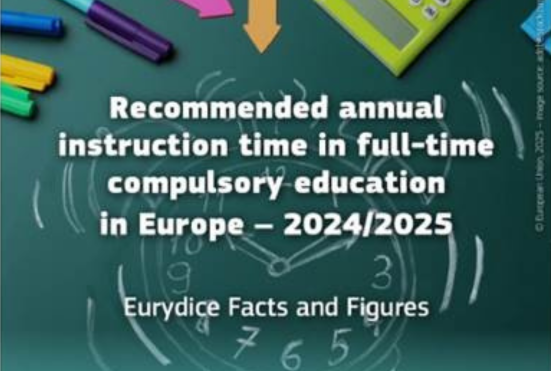 Relatório Eurydice: “Recommended annual instruction time in full-time compulsory education in Europe 2024/2025”, uma análise comparativa sobre o tempo letivo anual recomendado na escolaridade obrigatória